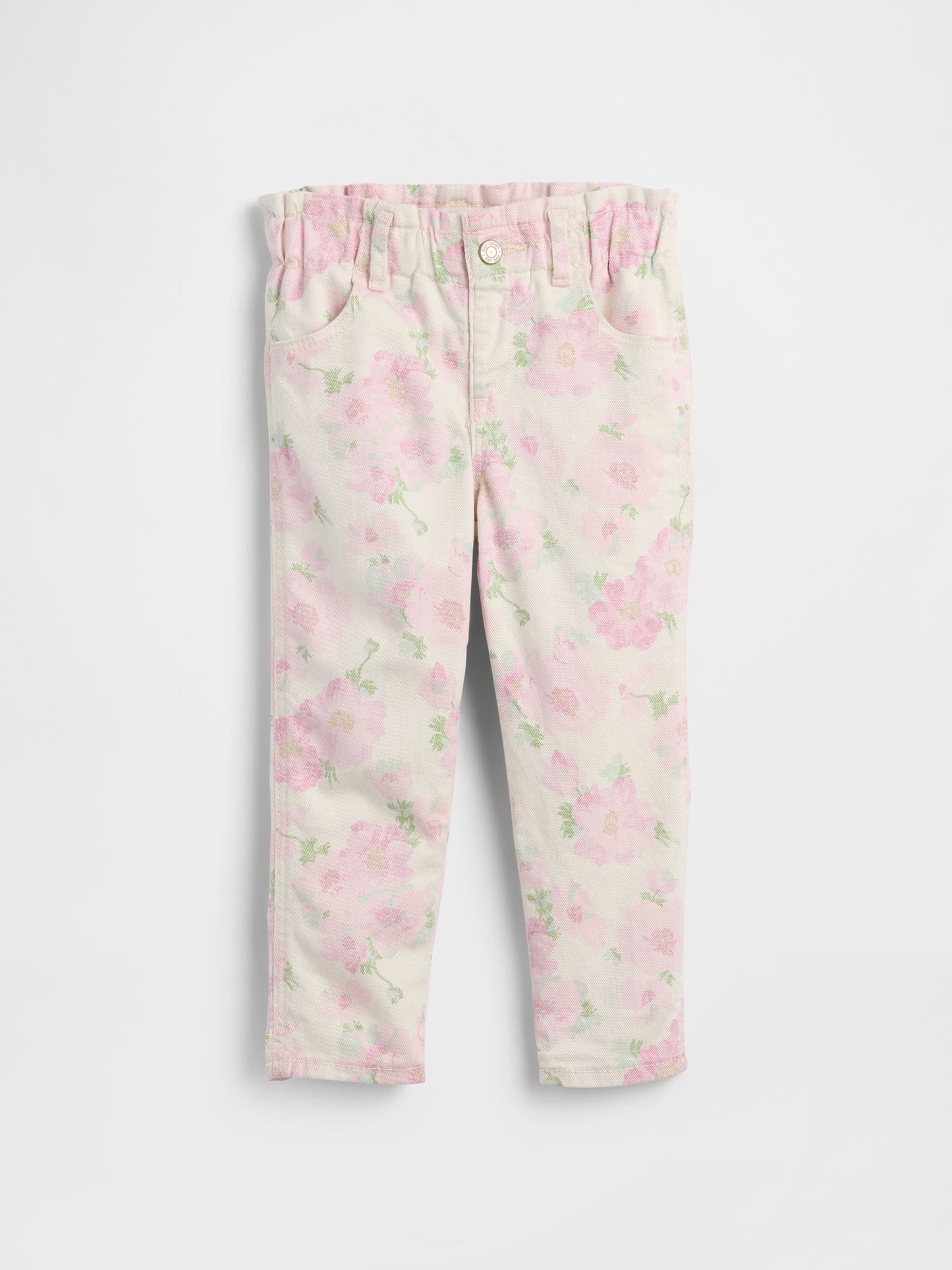 Açık Pembe Babygap Baskılı Paperbag Mom Jean Pantolon