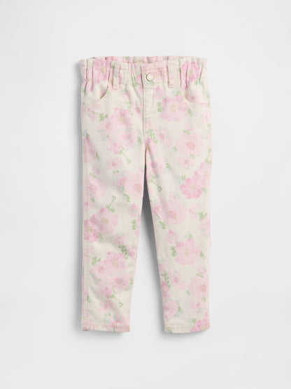 Açık Pembe Babygap Baskılı Paperbag Mom Jean Pantolon