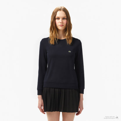 Lacoste Kadın Relaxed Fit Bisiklet Yaka Lacivert Sweatshirt
