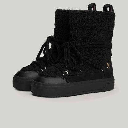 Tommy Hilfiger Lace-up Faux Shearling Kadın Siyah Bot