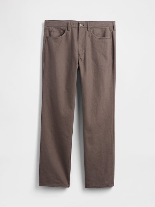 Kahverengi Keten Karışımlı Relaxed Straight Pantolon