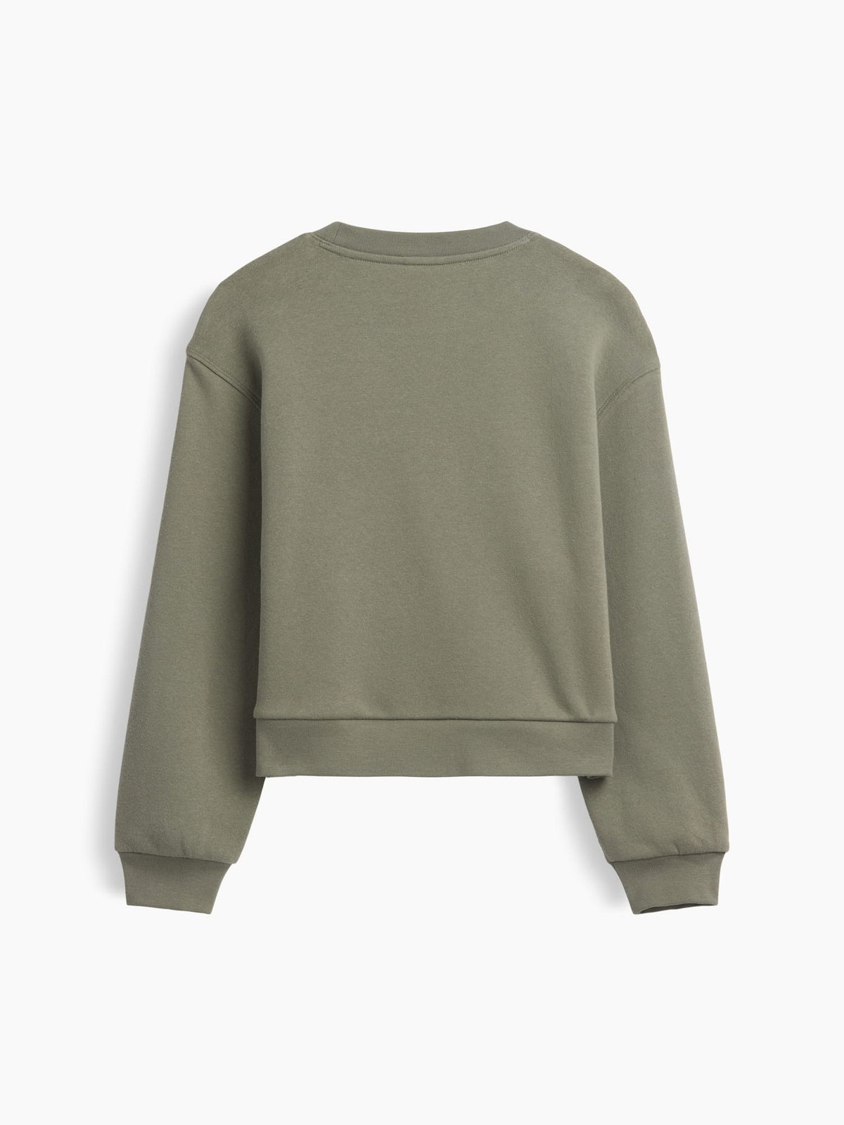 Haki Relaxed Wedge Bisiklet Yaka Sweatshirt