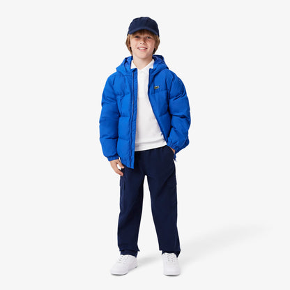Lacoste Çocuk Kapüşonlu Mavi Şişme Mont