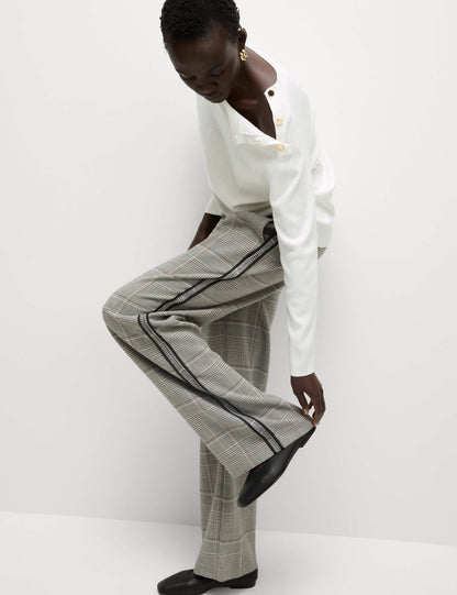 Şerit Detaylı Wide Leg Pantolon