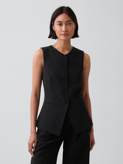 Siyah High-neck Longline Yelek