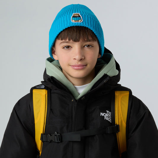 The North Face Logo Box Cuffed Çocuk Mavi Bere