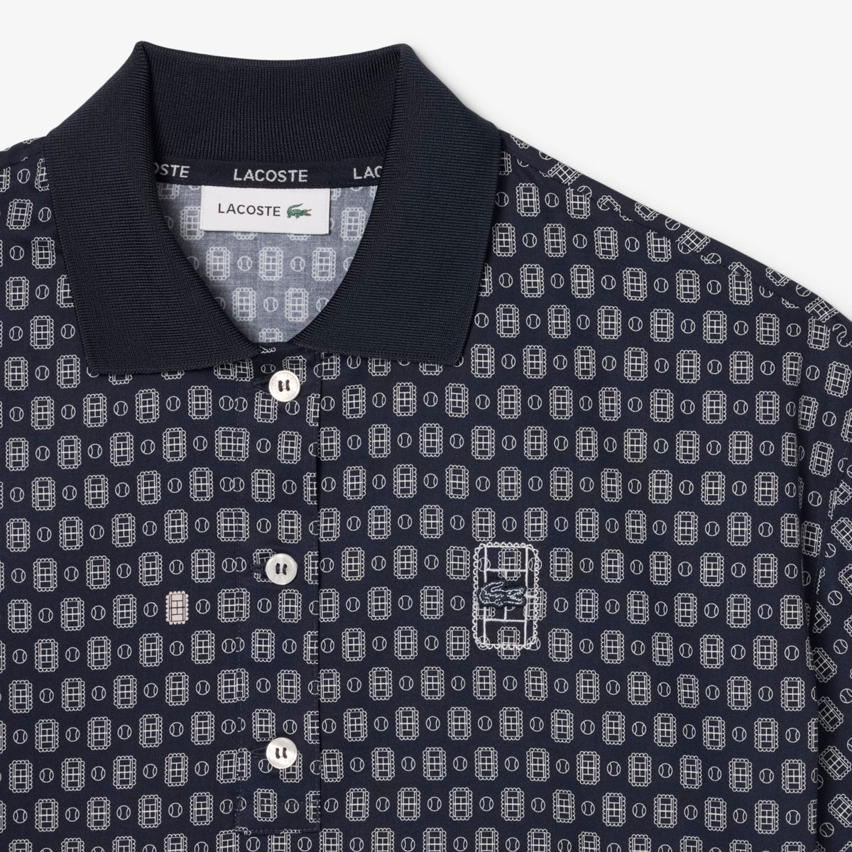 Lacoste Kadın Oversize Fit Desenli Lacivert Polo