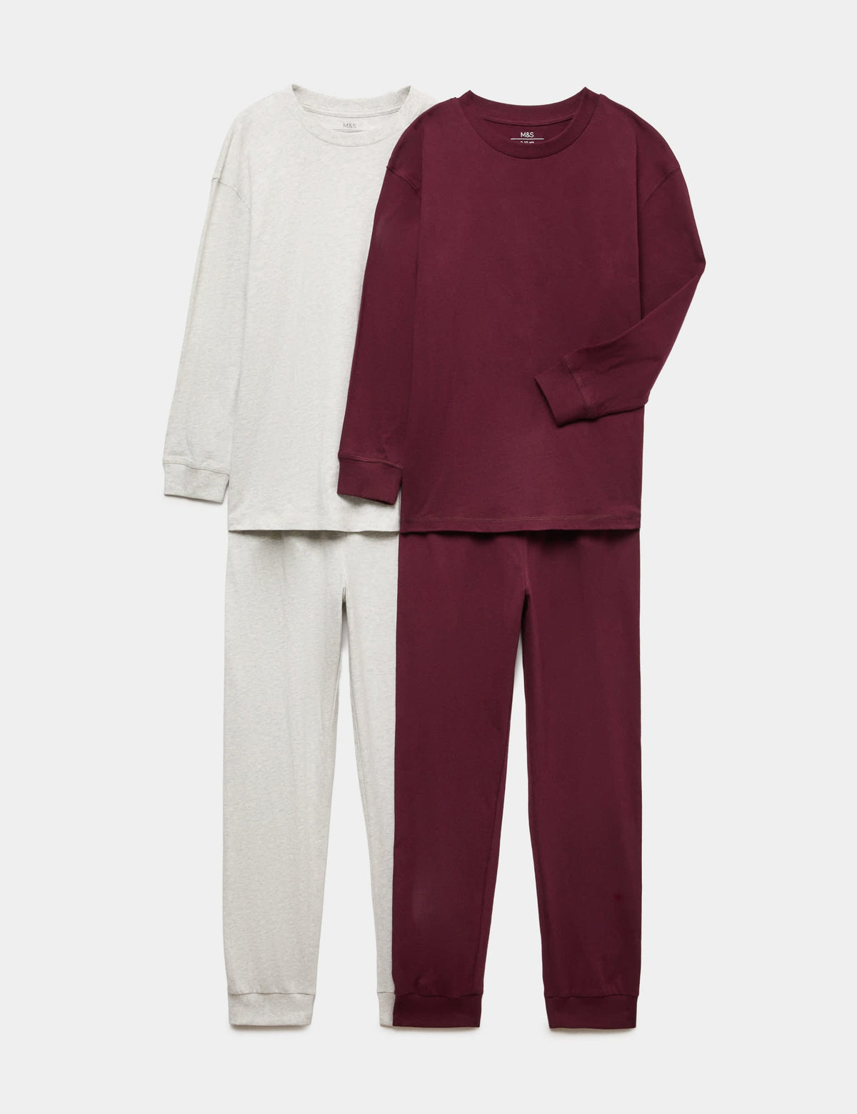 2'li Saf Pamuklu Uzun Kollu Pijama Takımı