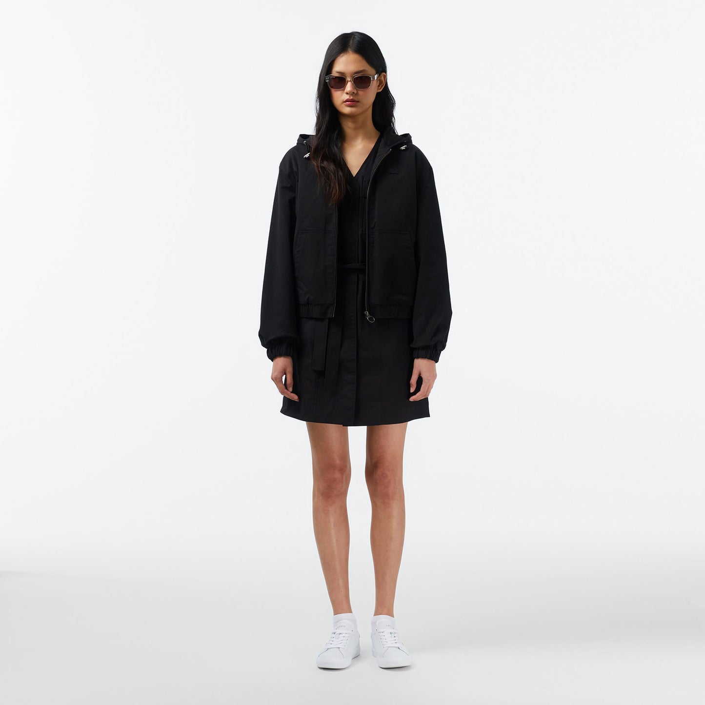 Lacoste Kadın Relaxed Fit Kapüşonlu Siyah Mont