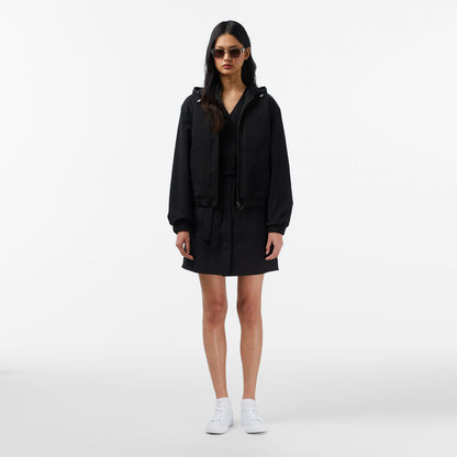 Lacoste Kadın Relaxed Fit Kapüşonlu Siyah Mont