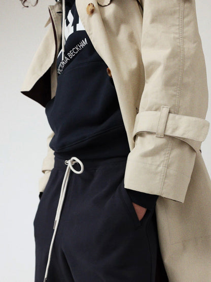 Lacivert Gap × Victoria Beckham Heavyweight Fransız Havlu Kumaş Logo Sweatshirt