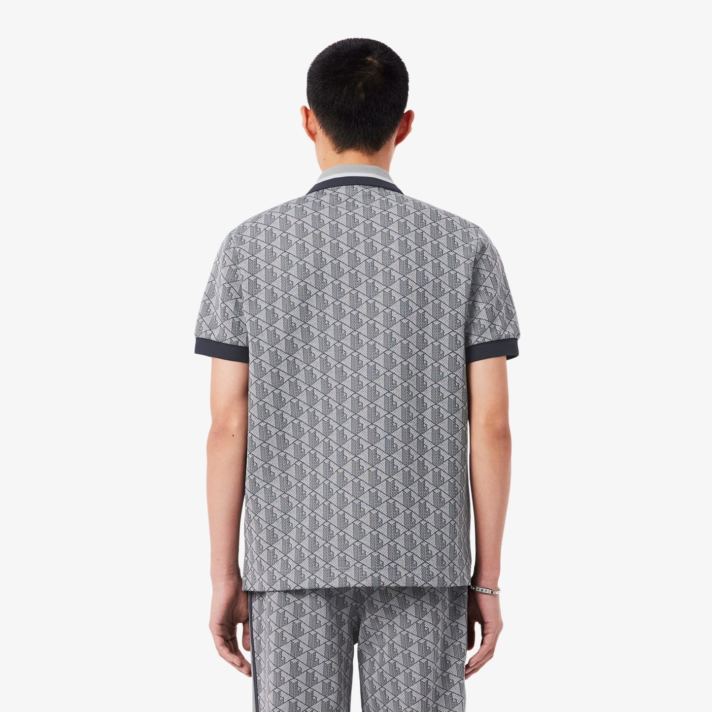 Lacoste Erkek Classic Fit Monogram Gri Polo