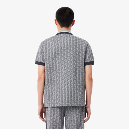 Lacoste Erkek Classic Fit Monogram Gri Polo