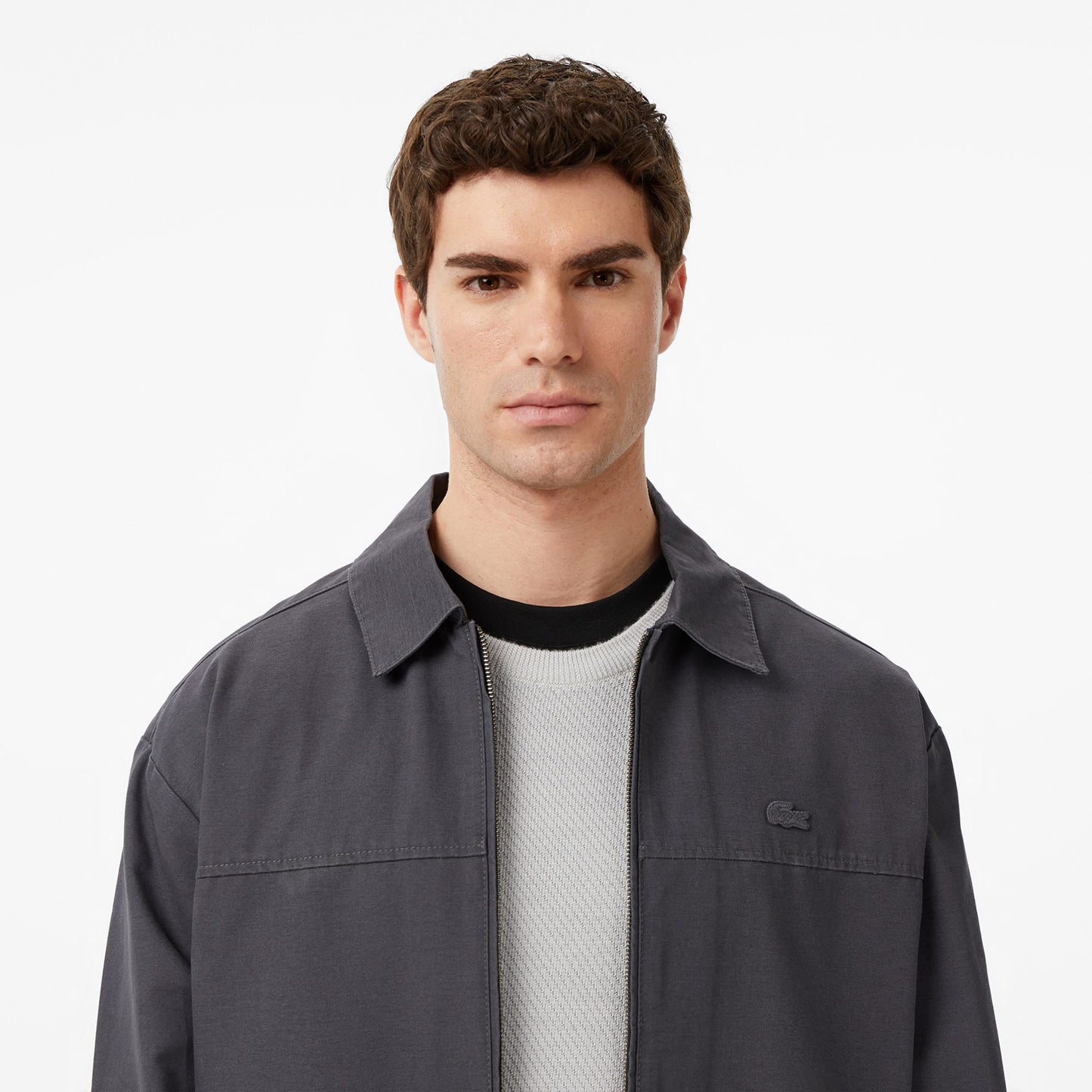 Lacoste Erkek Relaxed Fit Fermuarlı Koyu Gri Ceket