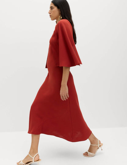 Pelerin Detaylı Midaxi Elbise