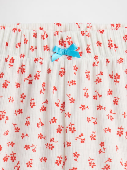Çiçek Desenli Çocuk Geri Dönüştürülmüş Fitilli Pijama Şortları