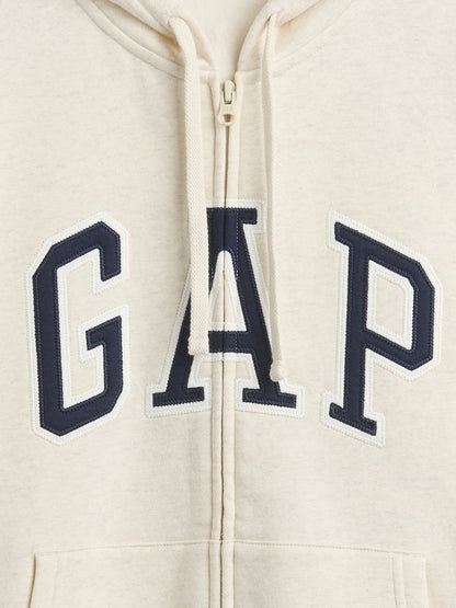 Krem Gap Logo Relaxed Fleece Fermuarlı Sweatshirt