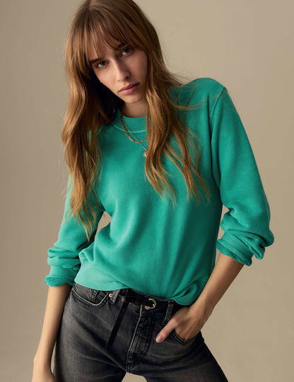 Saf Pamuklu Yuvarlak Yaka Sweatshirt