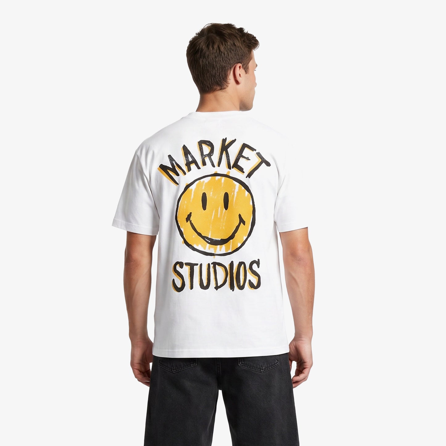 Market Smiley Doodle Erkek Beyaz T-shirt