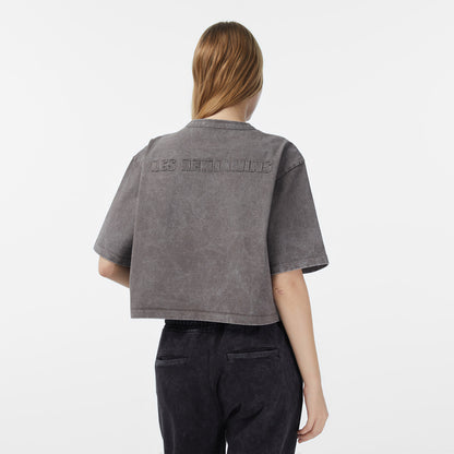 Les Benjamins Crop Oversize Fit Kadın Gri T-shirt