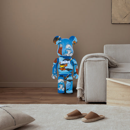 Bearbrick The Smurfs - The Astrosmurf 70cm Renkli Figür