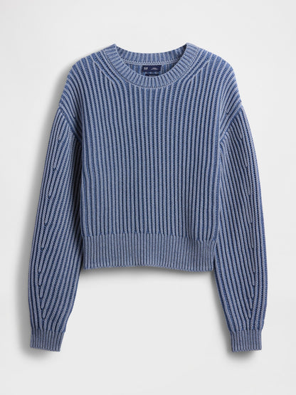 Mavi 100% Pamuk Barrel Kol Crop Kazak