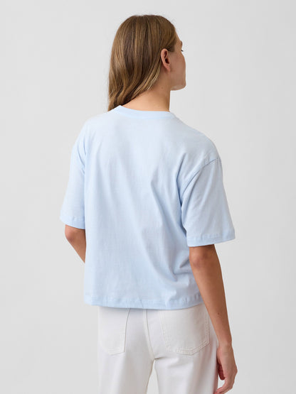 Açık Mavi Boxy Grafik Baskılı T-shirt