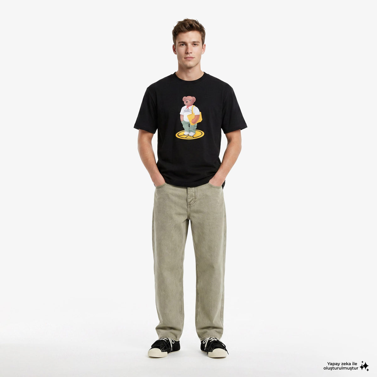 Market Stand For Peace Bear Erkek Siyah T-shirt