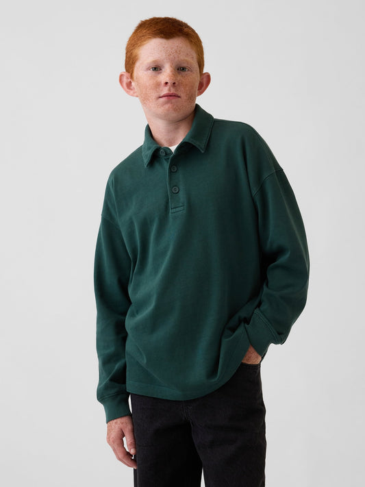 Koyu Yeşil Heavyweight Relaxed Polo T-shirt