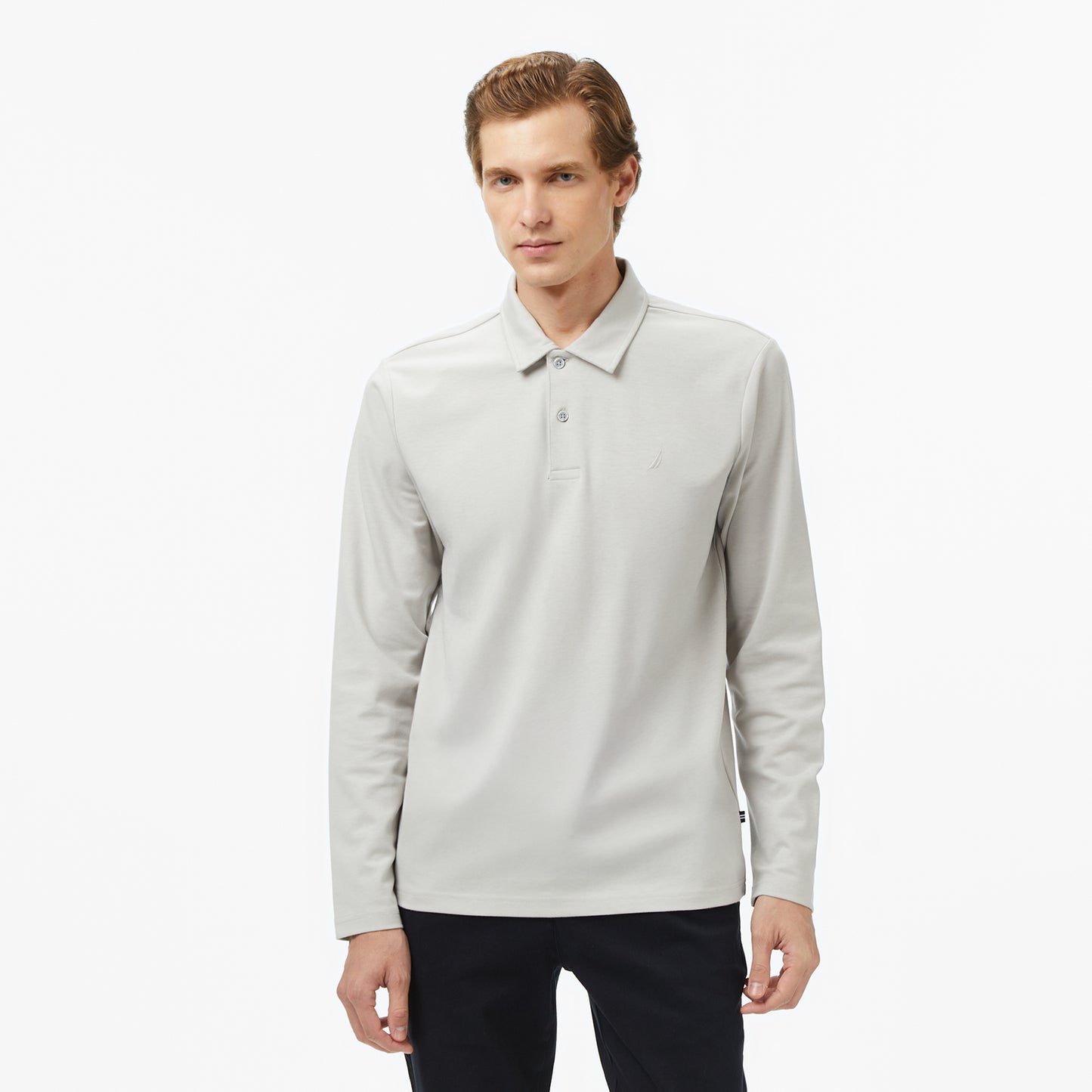 Nautica Erkek Gri Classic Fit Uzun Kollu Polo Yaka T-shirt