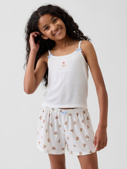 Beyaz Recycled Fitilli Askılı Pijama Üstü