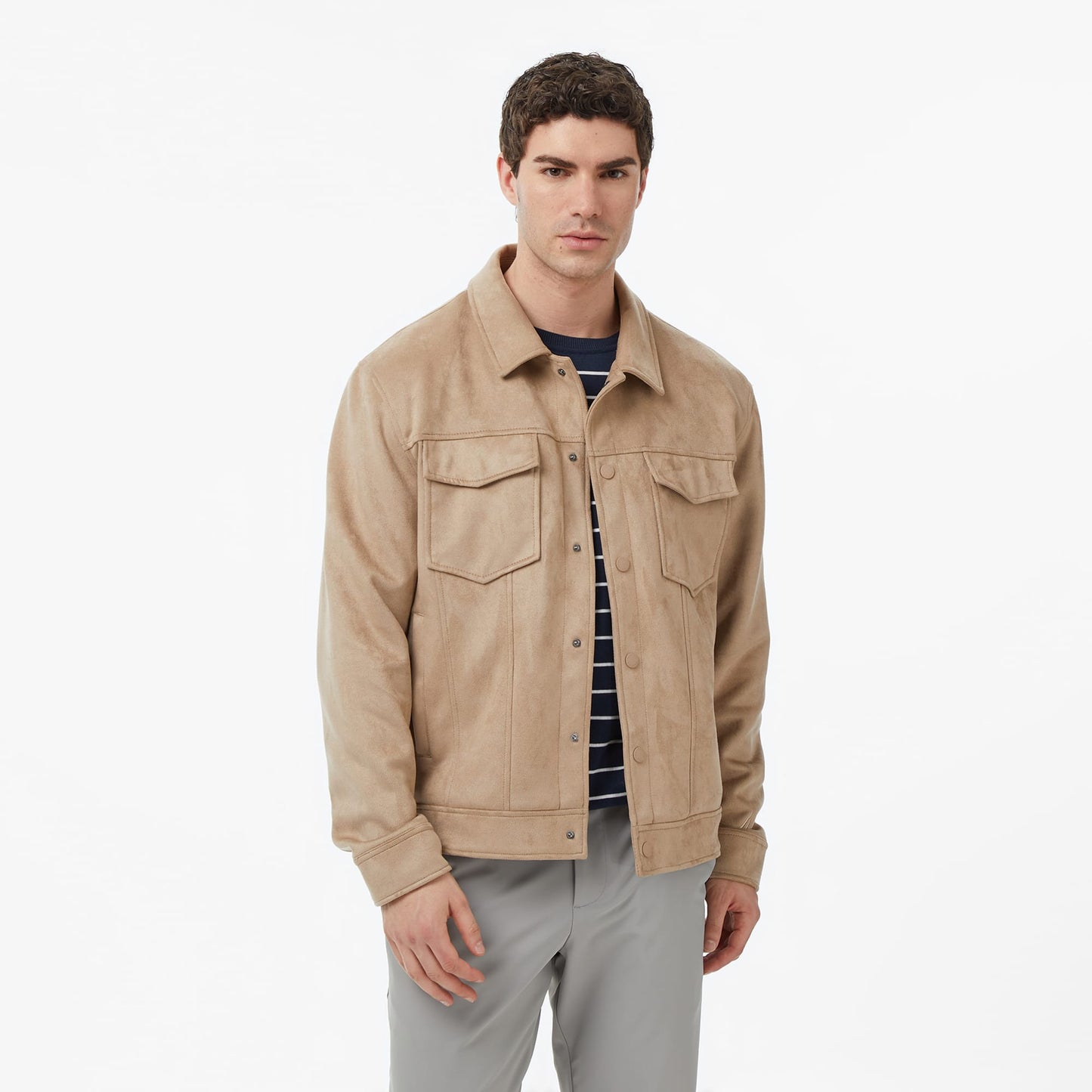 Nautica Erkek Bej Regular Fit Süet Ceket