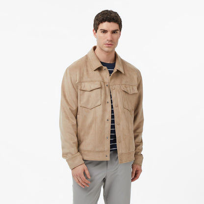 Nautica Erkek Bej Regular Fit Süet Ceket