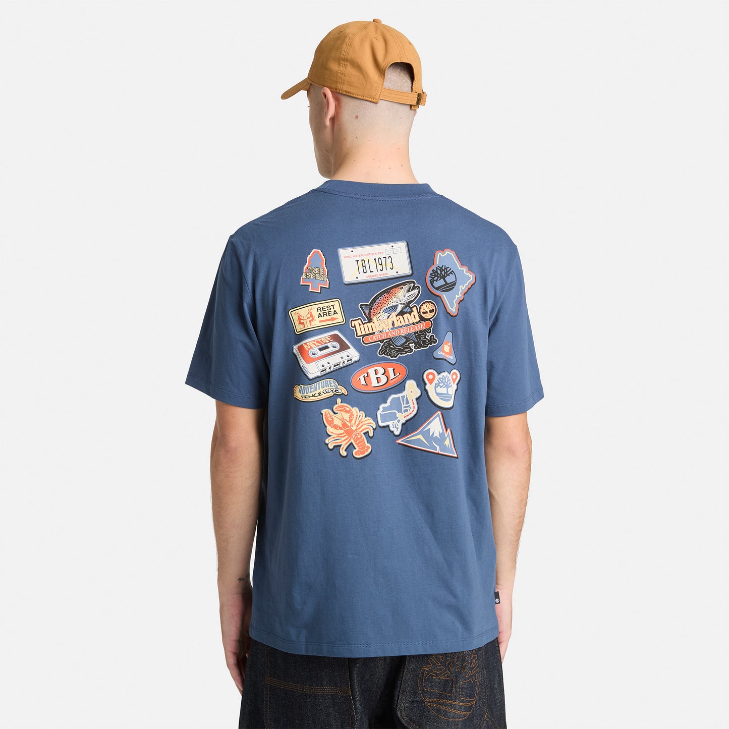 Timberland Magnet Back Graphic Erkek Mavi T-shirt