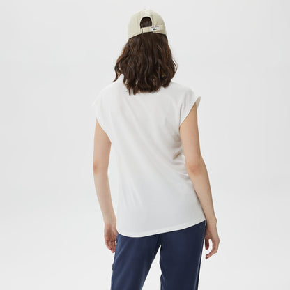 Lacoste Kadın Slim Fit V Yaka Beyaz T-shirt