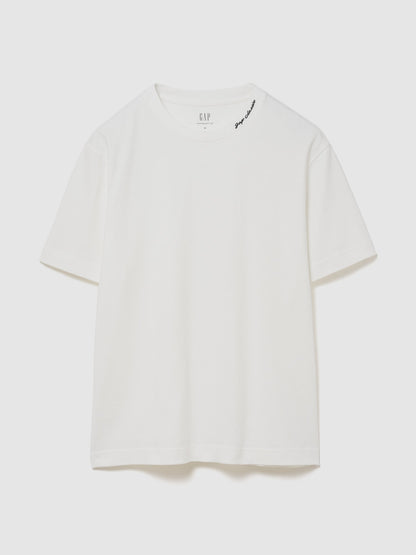 Beyaz Heavyweight Gap Logo Relaxed Crop T-shirt