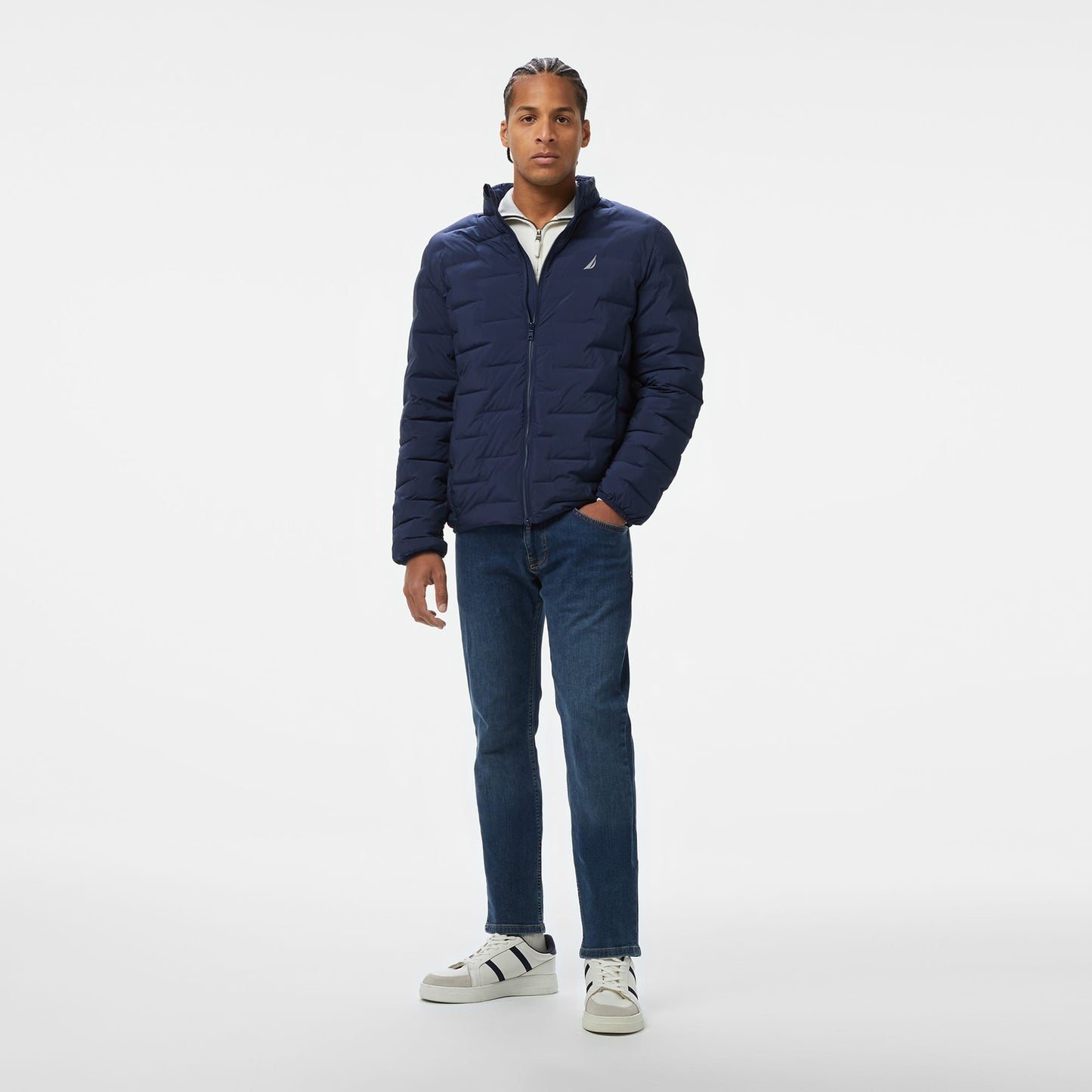 Nautica Erkek Lacivert Standart Fit Dik Yaka Mont