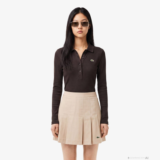 Lacoste L.12.d Slim Fit Kadın Kahverengi Polo
