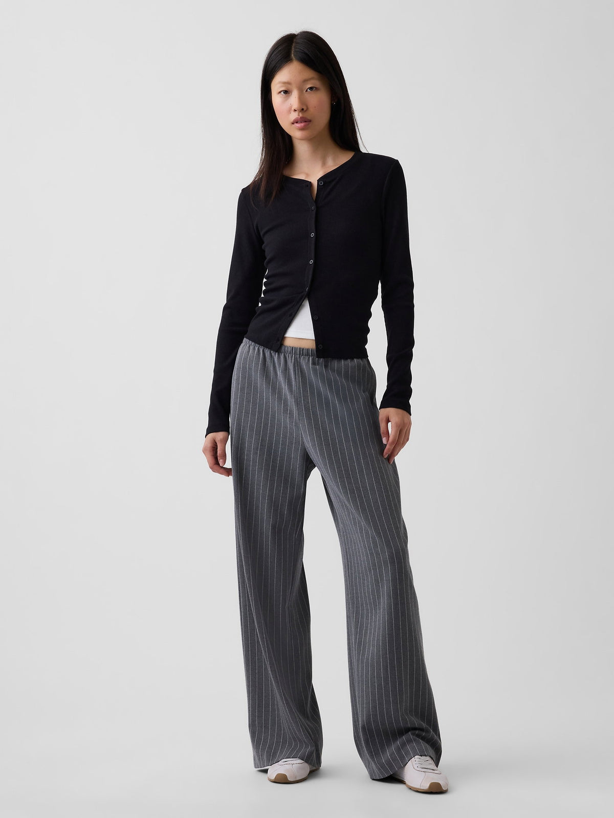 Gri Brushed Twill Easy Wide-leg Pantolon