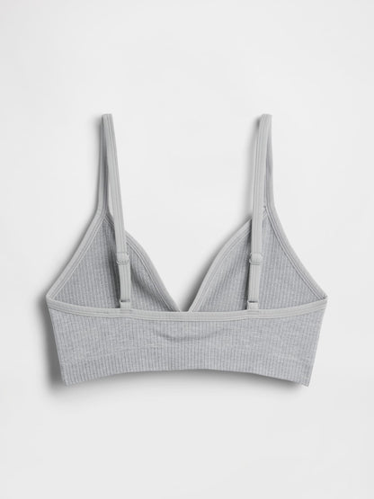 Gri Seamless Fitilli Triangle Bralet