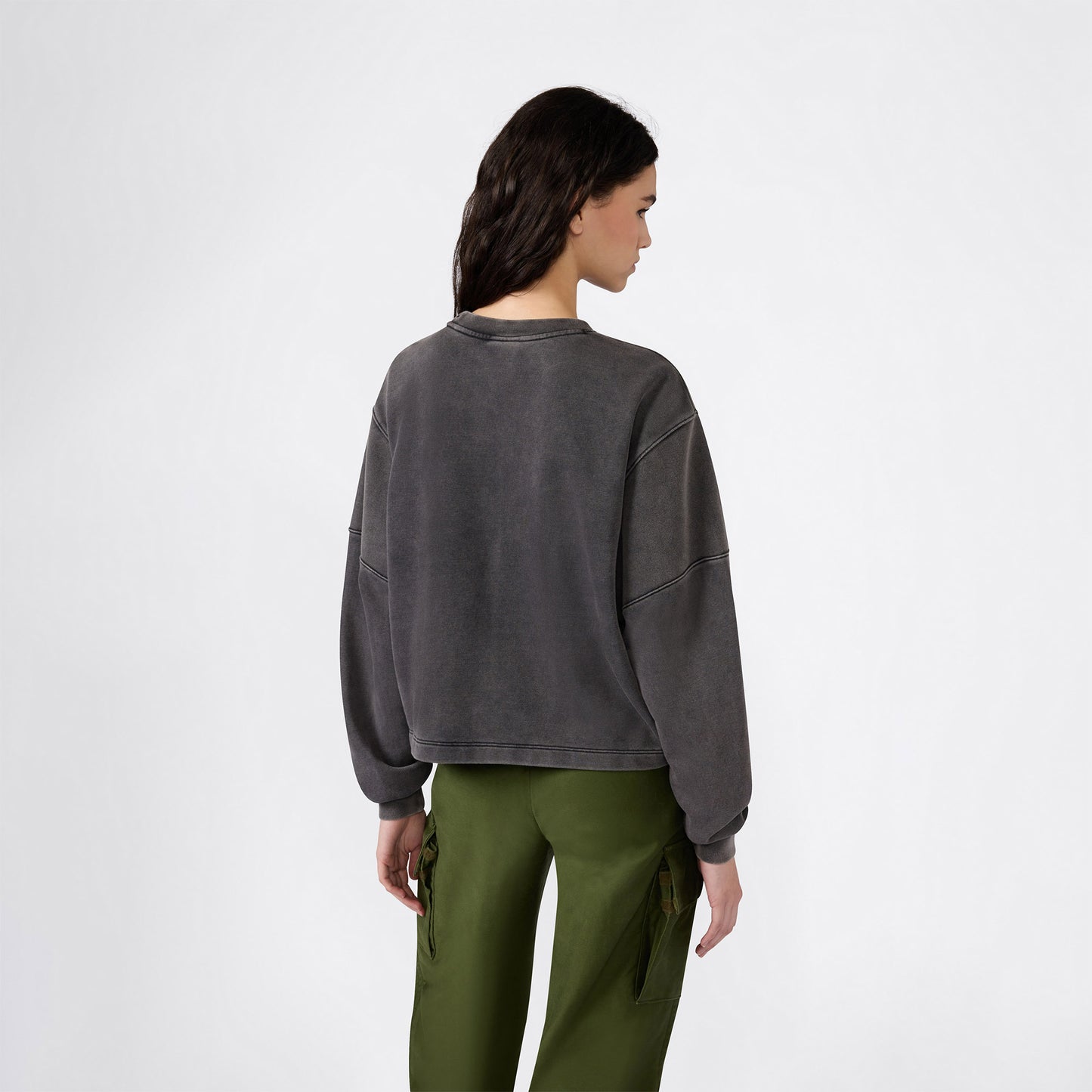 Champion Crewneck Regular Fit Kadın Gri Sweatshirt