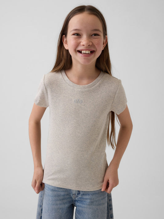 Kırık Beyaz Arch Logo Rib T-shirt