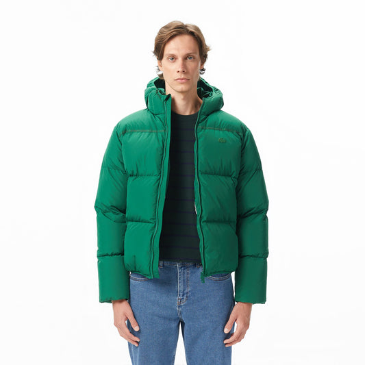 Lacoste Erkek Relaxed Fit Kapüşonlu Yeşil Mont