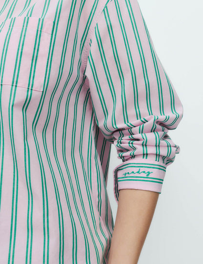 Poplin Çizgili Pijama Üstü