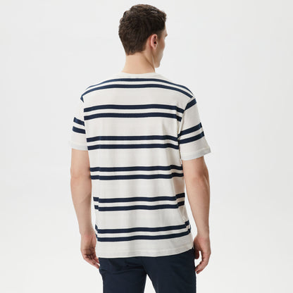 Nautica Erkek Beyaz Standart Fit Kısa Kollu Çizgili T-shirt