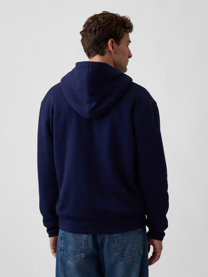 Siyah Relaxed Gap Logo Sherpa Astarlı Fermuarlı Sweatshirt