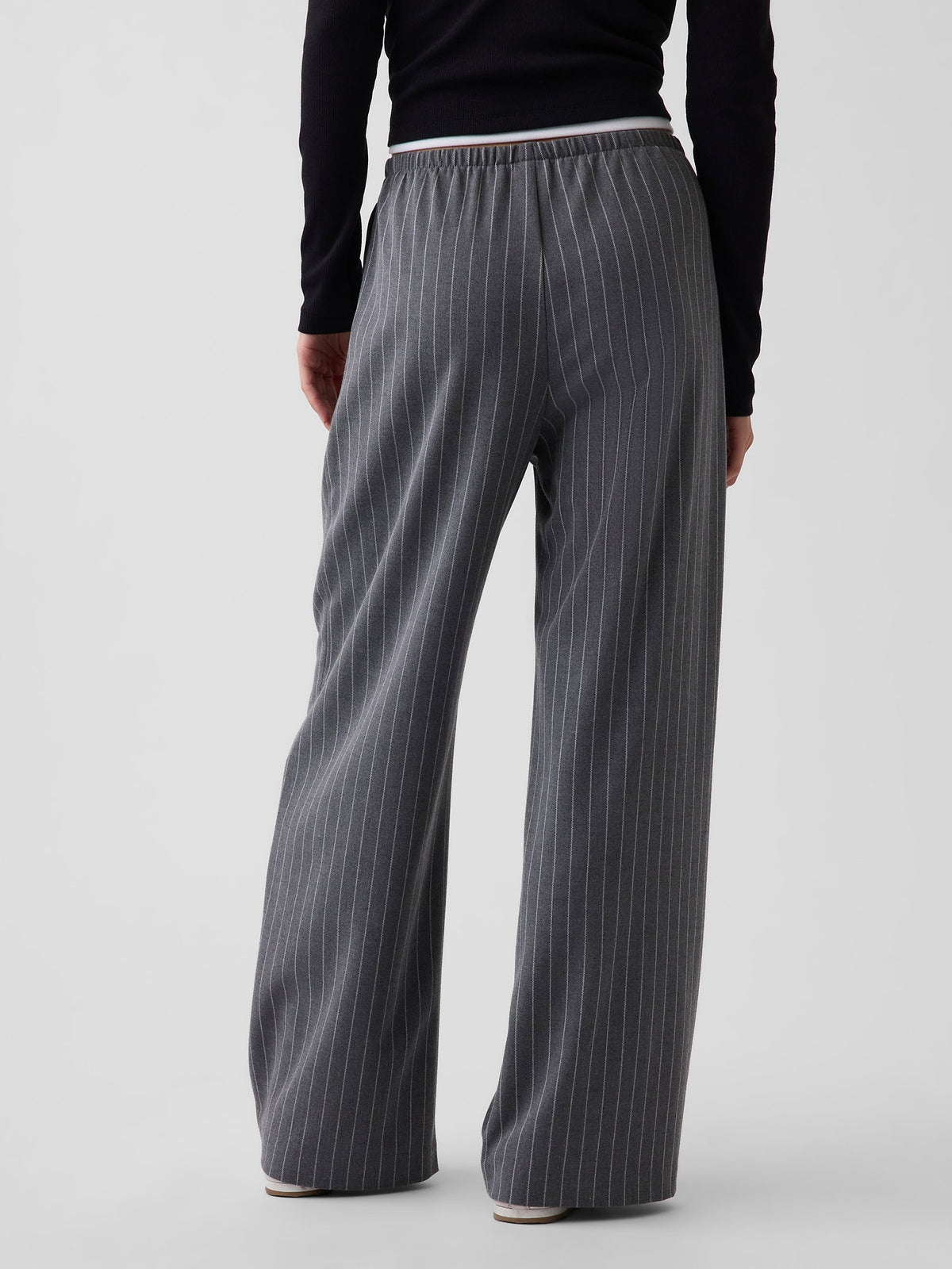 Gri Brushed Twill Easy Wide-leg Pantolon