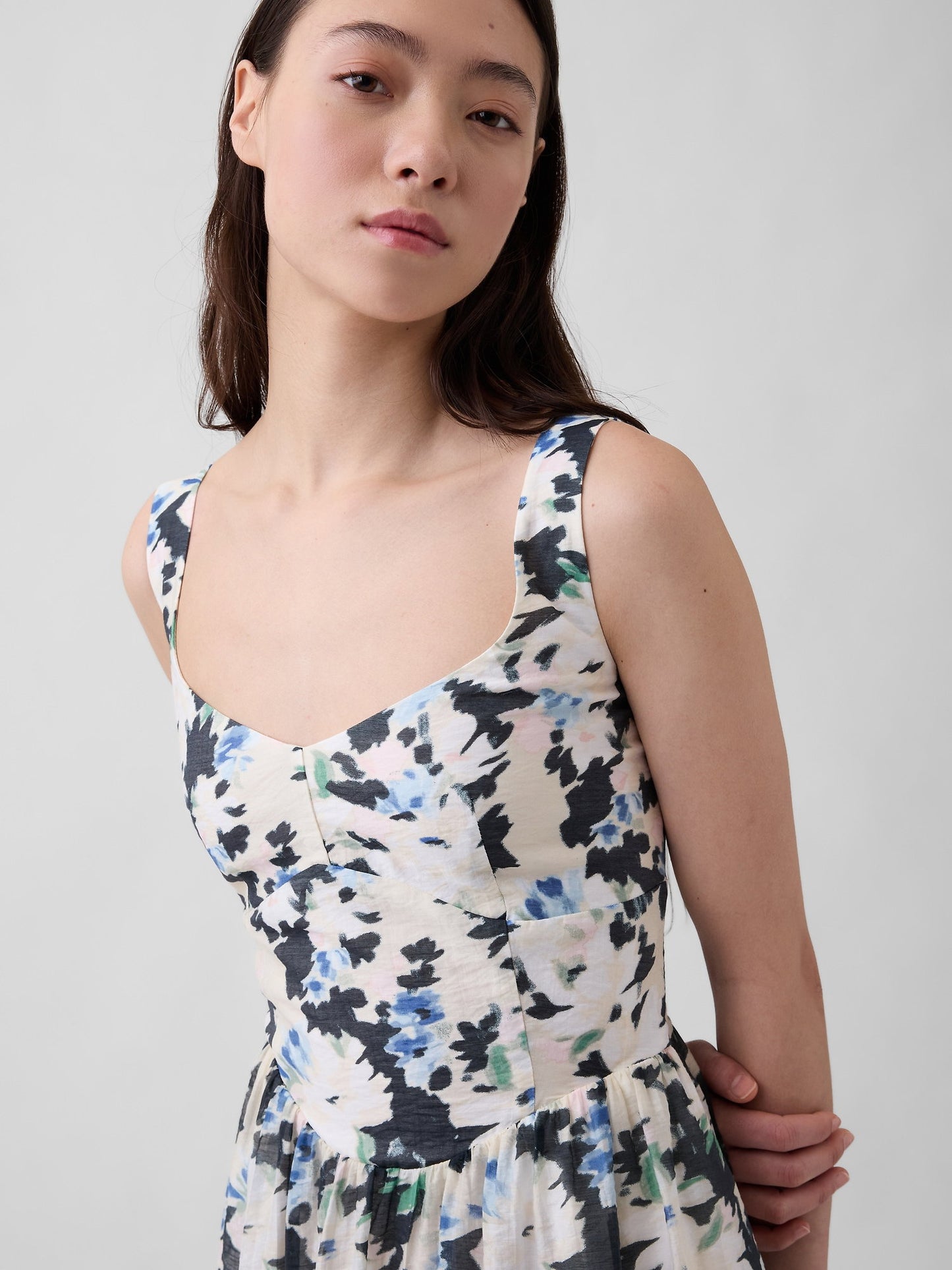 Çok Renkli Seamed Drop-waist Maxi Elbise