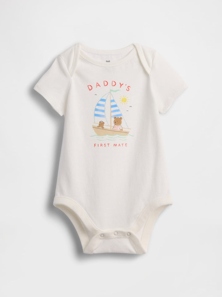 Krem First Favorites Organik Pamuk Grafik Baskılı Bodysuit