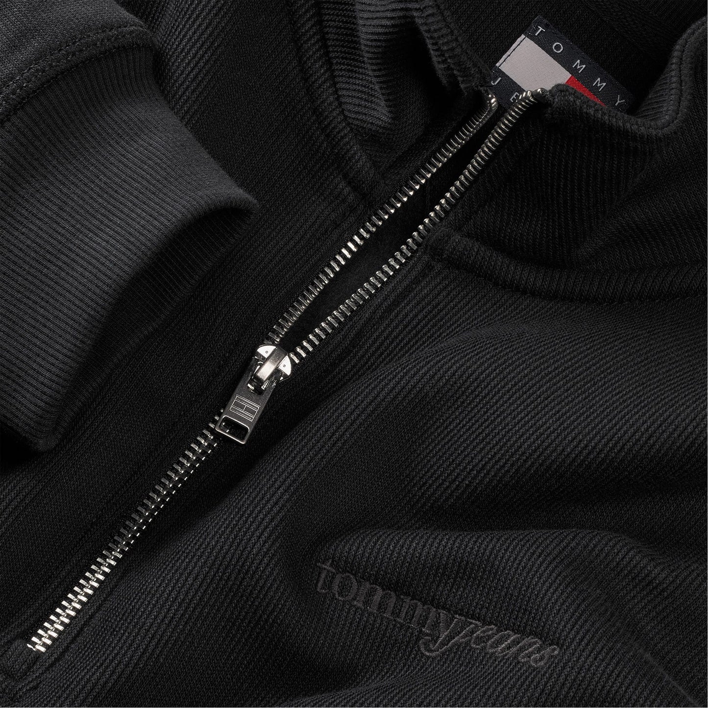 Tommy Hilfiger Jeans 90s Script Rib Fleece Erkek Siyah Sweatshirt